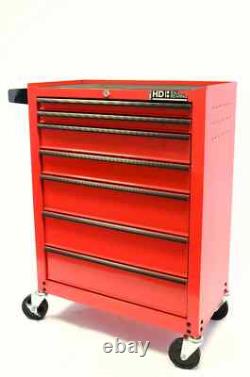 Chariot de rangement Hilka avec 7 tiroirs, boîte à outils en métal rouge
