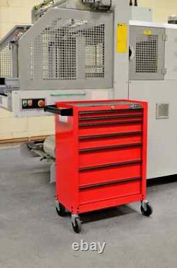 Chariot de rangement Hilka avec 7 tiroirs, boîte à outils en métal rouge