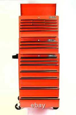 Chariot de rangement Hilka en métal rouge avec 19 tiroirs, boîte à roulettes, cabinet de rangement