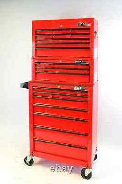 Chariot de rangement Hilka en métal rouge avec 19 tiroirs, boîte à roulettes, cabinet de rangement