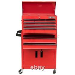 Chariot de rangement Hilka en métal rouge avec 8 tiroirs unité à rouleaux