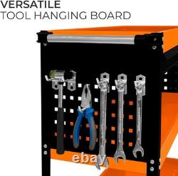 Chariot de rangement à outils 3 niveaux portable avec roulettes, armoire avec tiroir verrouillable, 2 clés