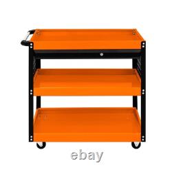 Chariot de rangement d'outils 3 niveaux portable avec roulettes, cabinet verrouillable, tiroir avec 2 clés 4