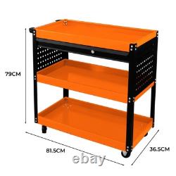 Chariot de rangement d'outils 3 niveaux portable avec roulettes, cabinet verrouillable, tiroir avec 2 clés 4 Chariot de rangement d'outils 3 niveaux portable avec roulettes, cabinet verrouillable, tiroir avec 2 clés 4