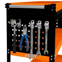 Chariot de rangement d'outils 3 niveaux portable avec roulettes, cabinet verrouillable, tiroir avec 2 clés 4