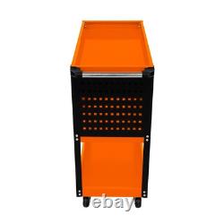 Chariot de rangement d'outils 3 niveaux portable avec roulettes, cabinet verrouillable, tiroir avec 2 clés 4