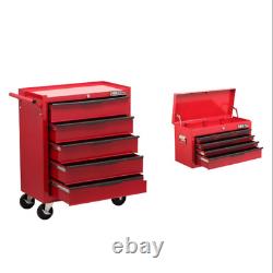 Chariot de rangement d'outils Hilka avec ensemble de coffre à tiroirs à roulettes de 5 tiroirs et boîte à outils de 6 tiroirs
