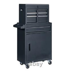 Chariot de rangement d’outils roulant détachable avec tiroir verrouillable, double étagère et armoire inférieure