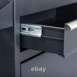 Chariot de rangement d’outils roulant détachable avec tiroir verrouillable, double étagère et armoire inférieure