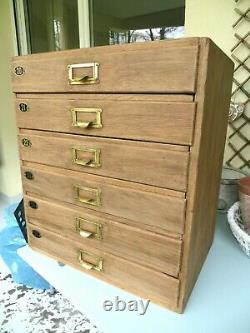 Coffre À Outils Vintage Oak Filing Cabinet Collectors Drawers Watchmakers Engineers