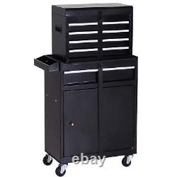 Coffre à outils 2 en 1 Armoire à outils en métal Boîte de rangement avec 5 tiroirs Panneau perforé