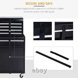Coffre à outils 2 en 1 Armoire à outils en métal Boîte de rangement avec 5 tiroirs Panneau perforé