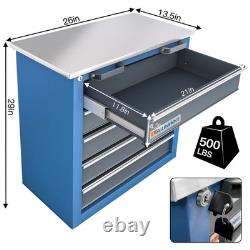 Coffre à outils 5 tiroirs, armoire à outils sur roues avec système de verrouillage à clé et tiroir