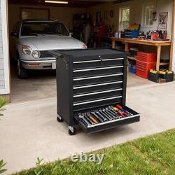 Coffre à outils 7 tiroirs Organisateur de cabinet verrouillable Chariot en acier avec roulettes Garage Atelier