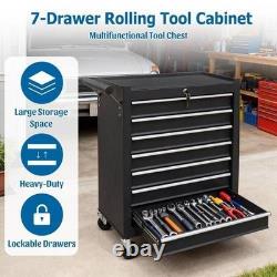 Coffre à outils 7 tiroirs Organisateur de cabinet verrouillable Chariot en acier avec roulettes Garage Atelier
