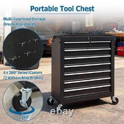 Coffre à outils 7 tiroirs Organisateur de cabinet verrouillable Chariot en acier avec roulettes Garage Atelier