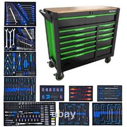 Coffre à outils DSD Tools 12 tiroirs avec outils vert/noir