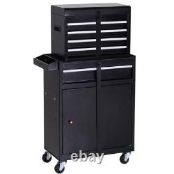 Coffre à outils DURHAND 2 en 1 Cabinet de rangement en métal avec 5 tiroirs et panneau perforé
