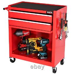 Coffre à outils Excel Roller avec 8 tiroirs, cabinet de rangement pour mécaniciens, rouge