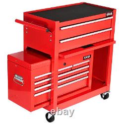 Coffre à outils Excel Roller avec 8 tiroirs, cabinet de rangement pour mécaniciens, rouge