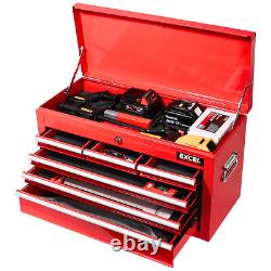 Coffre à outils Excel Roller avec 8 tiroirs, cabinet de rangement pour mécaniciens, rouge