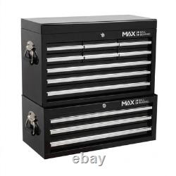 Coffre à outils Hilka, armoire de rangement professionnelle en métal noir à 12 tiroirs, ensemble complet
