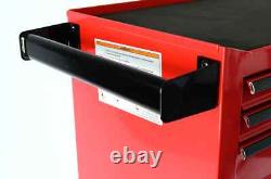 Coffre à outils Hilka sur roulettes, portable, rouge, en métal, 5 tiroirs, unité de rangement à roulettes 
	<br/>  	