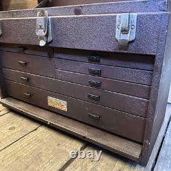 Coffre à outils Starrett vintage en métal à 7 tiroirs pour ingénieurs