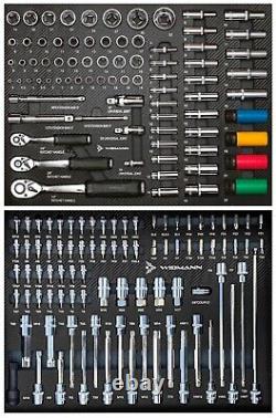 Coffre à outils Widmann avec plateaux à outils, armoire à roulettes à 7 tiroirs, 291 pièces