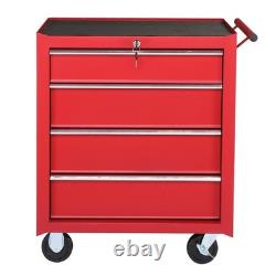 Coffre à outils à 4 tiroirs avec roues, serrure et clé, chariot robuste, armoire à outils roulante