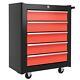 Coffre à Outils à 5 Tiroirs Homcom En Acier, Armoire De Rangement Verrouillable Avec Roues, Rouge