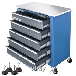 Coffre à outils à 5 tiroirs, cabinet à outils sur roues avec système de verrouillage à clé et tiroir