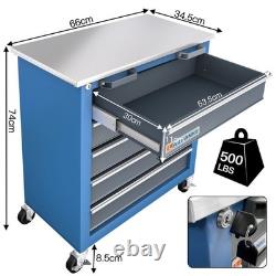 Coffre à outils à 5 tiroirs, cabinet à outils sur roues avec système de verrouillage à clé et tiroir