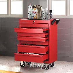 Coffre à outils à 7 tiroirs, chariot roulant pour boîte à outils, chariot de garage, rangement rouge.