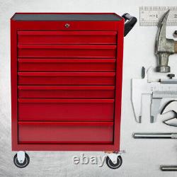 Coffre à outils à 7 tiroirs, chariot roulant pour boîte à outils, chariot de garage, rangement rouge.
