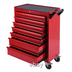 Coffre à outils à 7 tiroirs, chariot roulant pour boîte à outils, chariot de garage, rangement rouge.