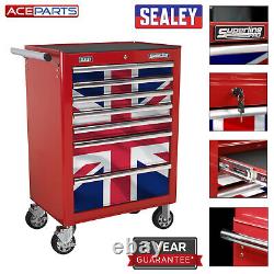 Coffre à outils à roulettes Sealey avec graphismes Union Jack et 7 tiroirs