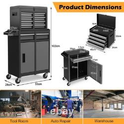 Coffre à outils à roulettes à 5 tiroirs, armoire de rangement pour outils grande capacité + noir