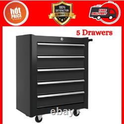 Coffre à outils à roulettes avec 5 tiroirs, cabinet de rangement à outils verrouillable, chariot à roulettes