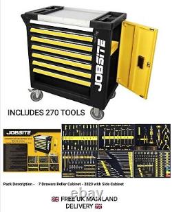 Coffre à outils à roulettes avec 7 tiroirs comprenant 270 outils par Jobsite