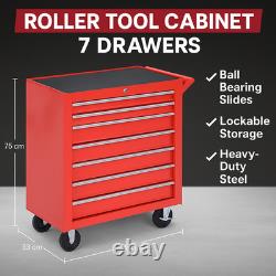 Coffre à outils à roulettes en acier verrouillable avec 7 tiroirs de grande capacité pour garage et atelier