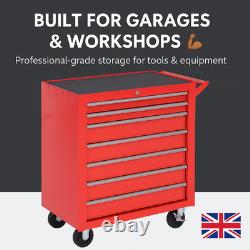 Coffre à outils à roulettes en acier verrouillable avec 7 tiroirs de grande capacité pour garage et atelier