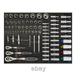 Coffre à outils avec 6 plateaux en EVA et cabinet à rouleaux à 6 tiroirs