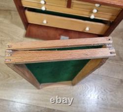 Coffre à outils d’ingénieur vintage en bois Buck & Hickman à 7 tiroirs avec clé, vers les années 1960