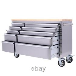 Coffre à outils de banc de travail en acier inoxydable 55 pouces (10 tiroirs)