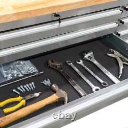 Coffre à outils en acier inoxydable 72? pour garage avec armoires supérieures et 15 tiroirs Coffre à outils en acier inoxydable 72? pour garage avec armoires supérieures et 15 tiroirs