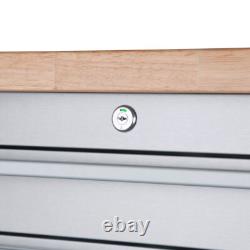 Coffre à outils en acier inoxydable avec 10 tiroirs et panneau perforé