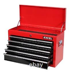 Coffre à outils et cabinet à roulettes Excel 14 tiroirs avec plateau à outils noir/rouge