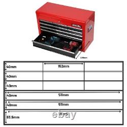 Coffre à outils et cabinet à roulettes Excel 14 tiroirs avec plateau à outils noir/rouge
