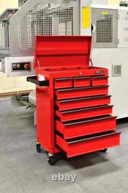 Coffre à outils mobile Hilka en métal rouge portable pour garage, armoire à roulettes, boîte à outils